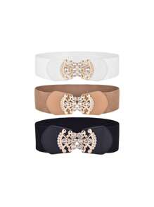 Cinto Elástico de Cintura Larga com Strass, Moda Casual, Outono, Halloween