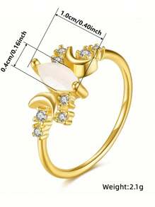 1 件时尚方晶锆石戒指，适合女士婚礼订婚派对珠宝情人节礼物