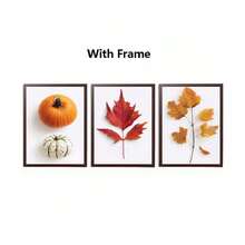 1/3PCS Autumn Harvest Poster Optional Frame Wall Art, Autumn Bounty For Kitchen Decoration, Seasonal Home Wall Decoration Wall Decor Living Room