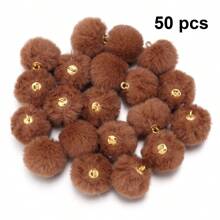 20/50 件可爱人造毛皮绒球珠，蓬松吊坠工艺珠，带铆钉细节和大孔，适合 DIY 珠宝制作、耳环、发饰和钥匙扣，可作为节日礼物赠送给家人和朋友 - 彩色 - 查看 17