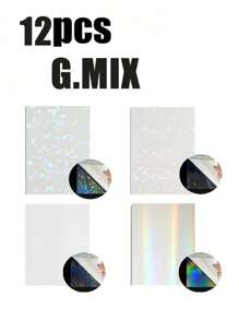 10 张全息贴纸透明 A4 乙烯基贴纸自粘防水透明膜，带有心形、雪花图案，11.8 X 8.3 英寸，可用于保护书籍、照片、明信片等。