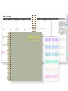 BUBU 1 件全新计划笔记本，带重要索引的简易日记本，螺旋装订笔记本，开学用品 - 綠色 - 查看 4