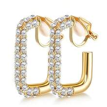 9 pares de clips y aretes de oro de 14k chapados en oro gruesos, sin agujeros en las orejas, adecuados para que las mujeres los usen