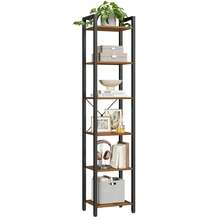 VASAGLE 6-Tier Bookshelf, Bookcase, Shelving Unit, For Office, Study, Living Room, Bedroom, 30 X 40 X 187.5 Cm, Industrial, Rustic Brown And Ink Black - Coffee Brown - View 10