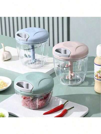 1pc Durable & Elegant Grey Manual Meat Grinder, Garlic Press, Rotary Onion Chopper, Vegetable Chopper, Fruit Grinder, Convenient For Cooking, Helpful Kitchen Food Processor, 16.91/30.43 Oz