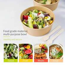 750 millilitres / 25 onces. 20/40/60 pièces grandes bols en papier avec couvercle, bols à soupe jetables, convenant pour les aliments chauds et froids, fournitures pour fête.