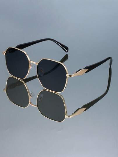 New Vintage Square Metal Frame Personalized High Quality Fashion Sunglasses, For Street Photography, Travel, Beach Party, Decoration, Casual, Business, Commute, Elegant For Women And Men