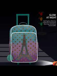 BLING BABIES Maleta de 18 pulgadas, con patrón de torre en degradado y dorado, con función de brillo en la oscuridad, adecuada para escapadas de fin de semana - Multicolor - Ver 7