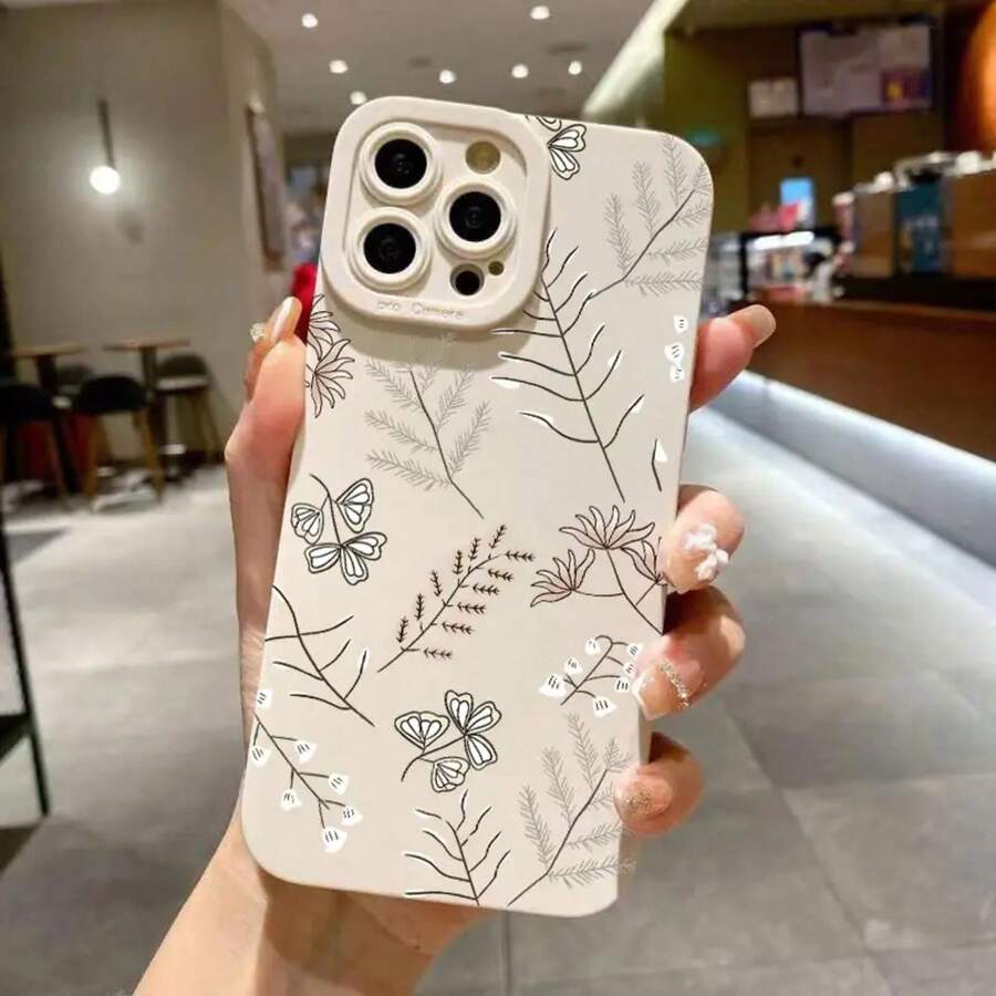 Funda mate para teléfono decorada con pequeñas ramas, flores, hierba y ojos, compatible con los modelos 16, 15, 14, 13, 12, 11 Pro, XS, X, 8 Plus, SE (modelos 2022 y 2020). - Colores mixtos 1 - Ver 1