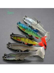 5 piezas de señuelo tipo minnow, señuelo hundidor de larga distancia de pesca de mar, lubina, pez mandarin, perca negra, pez serpiente, caballa, de color plateado y hundimiento lento