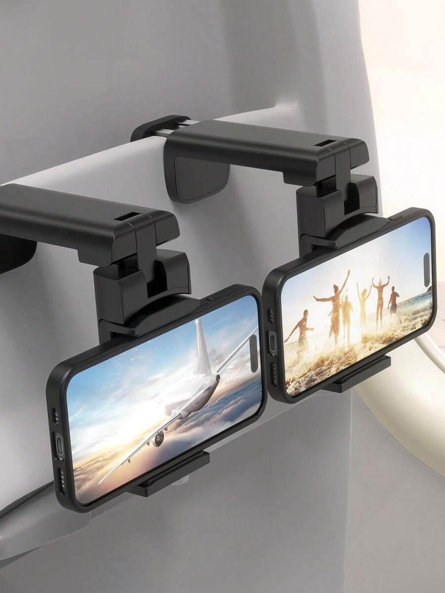 Kẹp giữ điện thoại máy bay có thể điều chỉnh - Giá đỡ điện thoại du lịch xoay 360°, phù hợp với bàn khay, giá đỡ xem rảnh tay cho máy bay, ô tô, văn phòng và nhà, phụ kiện điện thoại gấp gọn nhỏ gọn