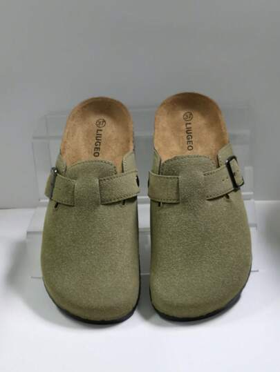 休闲男士沙滩鞋木拖鞋一脚蹬凉鞋夏季男女通用软木木屐办公室休闲闭趾拖鞋，加大码