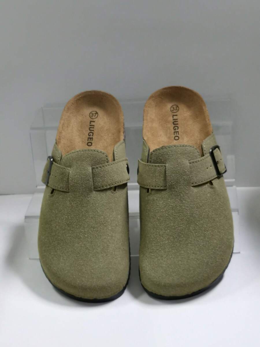 休闲男士沙滩鞋木拖鞋一脚蹬凉鞋夏季男女通用软木木屐办公室休闲闭趾拖鞋，加大码