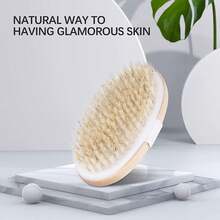Cepillo Corporal de cerdas naturales de madera para masaje y exfoliación de piel, Cepillo para baño y cuidado de la piel, Ducha, Cepillo de baño exfoliante para piel seca y mojada. (1 Pieza) - 1 - Ver 5