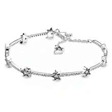 1pc Popular S925 Sterling Silver Star Cubic Zirconium Snake Bone Bracelet For Jewelry DIY, Fashionable Jewelry Gift