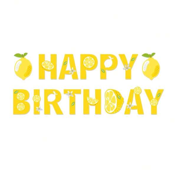 1 guirlanda de faixa de aniversário com fatias de limão – decorações para festas de verão, suprimentos de papel fáceis de pendurar para aniversários e comemorações