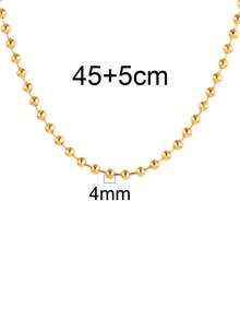 1 chiếc dây chuyền hạt cườm bằng thép không gỉ, dây chuyền mặt dây chuyền hình cầu vàng thời trang dành cho nữ, phụ kiện dành cho nam. - vòng cổ - Xem 16