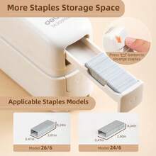 Professional Heavy Duty Stapler With 830 Staples - 40 Sheet Capacity & Built-In Staple Remover For Office School Home Use - Smooth Jam-Free Stapling Mechanism - Ergonomic Black Desktop Stapler For Paper Documents & Reports - 白色 - 查看 6