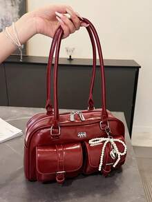 The New Wave Of Bread Knot Pendant Multi-Pocket Pillow Bag, Fashion Meilad Color Armpit Bag, Highly Attractively Retro Simplicity Senior Texture Women's Shoulder Bag, Daily Versatile Suitable For Commuting To Shop Shopping