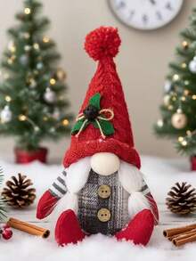 1pc Christmas Decoration, American Country Style Faceless Old Man Figurine, Gnome Sitting Desk Decor, High-Quality Male & Female Hat Wearing Doll, Detailed & Textured Material Home Decor Christmas Decorations Room Decor