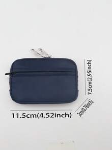 1pc Minimalist Compact Multi-Function Coin Purse, Mini Key Holder, Product Size: 11.5cm*7.5cm*2cm - Navy Blue - View 5