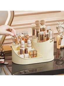 Organisateur de maquillage rotatif à 360° anti-poussière: Carrousel de rangement cosmétique multifonctionnel pour rouge à lèvres, pinceaux pour ombres à paupières et outils de maquillage | Support rotatif de table de toilette, boîte de rangement de beauté grande capacité avec conception anti-poussière, pour vacances à la plage, collection de salle de bain, collection de chambre, grande capacité