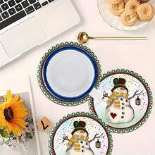 2pcs/4pcs/6pcs Silica Gel Snowman Pattern Placemats, Home Decor, Christmas, Christmas Gift, Christmas Decoration, Suitable For Dining Table, Coffee Bar, All Season Decoration, Washable Tablemats, Room Decor, Placemats, Coasters, Drain Mats, Kitchen Dining Table Mats, Indoor Outdoor Party Decor, Home Decor, Ideal Gift