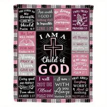 Christian Inspirational Scripture Print Flannel Throw Blanket - Contemporary Style, Machine Washable, All-Season Knitted Polyester Throw For Multipurpose Use, Ideal For Travel, Office, Home Decor, And Birthday Gift For Friends - Mixed Color - 多色3 - 查看 4