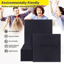 NetHong 12x Acoustic Wall Panel Tiles Studio Sound Proofing Insulation Self Adhesive Pad - Black - View 2