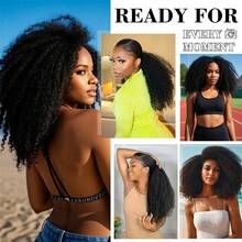 Jerry Curly One Fit All Half Wigs Human Hair 3 In 1 Half Wig Curly Wear & Go Drawsting Wigs No Glue Need Flip Over Half Wig Seamless Clip In  Deep Wave Headband Wig Beginner Friendly For Women - Natural Black - 查看 10