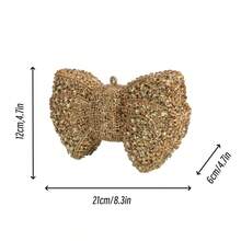 Women Luxury Bowknot Shaped Evening Clutch Sparkling Rhinestones Handbag For Banquet - 金色 - 查看 4