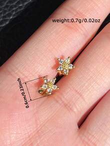 1 Đôi bông tai đính đá Cubic Zirconia thời trang, trang sức dành cho nữ, thích hợp làm quà cưới, đính hôn, kỷ niệm, dự tiệc, quà tặng ngày Valentine. - Vàng - Xem 8