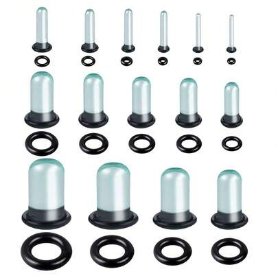 SWANJO 2 piezas Kit de expansores de túneles y tapones para perforación corporal con taperes cortos de 1.6-16mm de vidrio