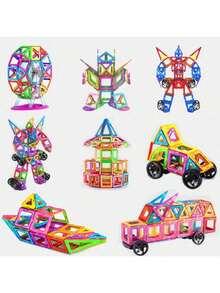 18pcs-146pcs Children's Magnetic Building Block Toys, Children's Large-Sized Magnetic Building Blocks, Design Building Toys For Boys And Girls, Suitable For Children Aged 3-12, STEM Toys, Magnetic Designer Building Board Puzzle Toys