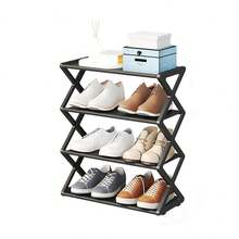1 Giá để giày bằng nhựa gấp gọn bốn tầng, Giá để giày dày nâng cấp, Giá để giày nhiều lớp tiết kiệm không gian, chống bụi và đơn giản, Giá để giày ống thép chống bụi hình chữ X sáng tạo, Giá để giày dễ lắp ráp, Giá để giày gấp gọn, Thích hợp cho lối vào, hành lang, phòng ngủ và ký túc xá - Nhiều màu - Xem 5