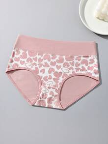 10-Piece Set For Pink Heart Print Autumn And Winter Underwear Women, Soft And Comfortable High Waist Panties For Women Underwear,Available In S-XXL Size, Suitable For Women Of All Body Types High Cotton Underwear,Cute Print Suitable For Women Of All Ages - 粉色 - 查看 7