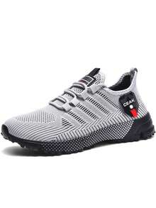 Giày thể thao chạy bộ thoáng khí cỡ lớn cho nam, thời trang ngoài trời, màu trơn, nhẹ, tập luyện - Xám - Xem 3