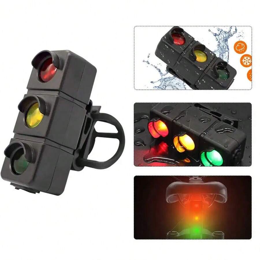 1 szt. Tylne światło rowerowe, 3-kolorowe światło ostrzegawcze do jazdy nocnej, ładowane przez USB, czerwone i zielone światło rowerowe