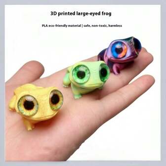 3D Printed Cute Big-Eyed Frog, Gecko Frog Ornament, Jointed With Simulated Eyes, Mini Frog Toy Gift