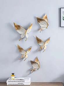 5pcs Platinum Butterfly Wall Decor, Home Decoration, Room Decor, Birthday & Graduation Gift - Multicolor - View 4
