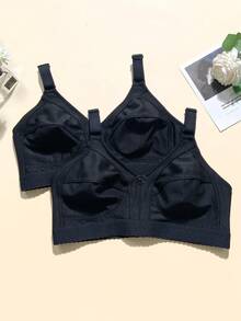 3 chiếc áo ngực in hoa thường ngày - Thoải mái tối giản thường ngày - Thể thao thường ngày - Áo ngực vải dệt kim thường ngày cỡ lớn dành cho nữ - màu đen - Xem 4