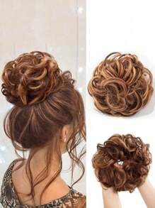 1件装女士优雅卷发发髻发圈合成发绳发饰休闲发饰，马尾辫发圈，发绳，发圈马尾辫发带，发圈头饰 - 彩色 - 查看 14