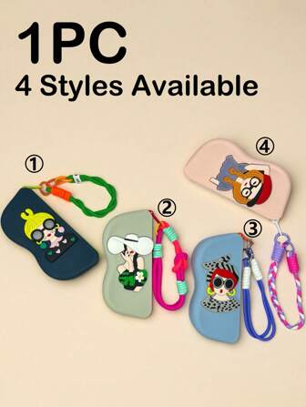 Silicone Zipper Glasses Case For Storage & Glasses Cloth, Glasses Storage Bag, Cartoon Girls Stickers With Silicone,Featuring A Handle For Hanging, Suitable For Travel And Portable Use, Sunglass Dustproof Organizer Box,It Is Waterproof And Shockproof, Designed To Keep Glasses And Regular Glasses Dust-Free, Suitable For Gifts,Mother's Day Gift, Holiday Present For Daughter, Girlfriend, Wife