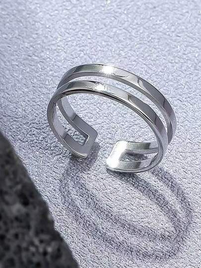1pc Adjustable Open Men's Silver Ring