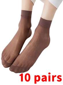 5/10/20/30 Pares de Meias Soquete de Cor Sólida, Uso Casual para o Dia a Dia e em Casa