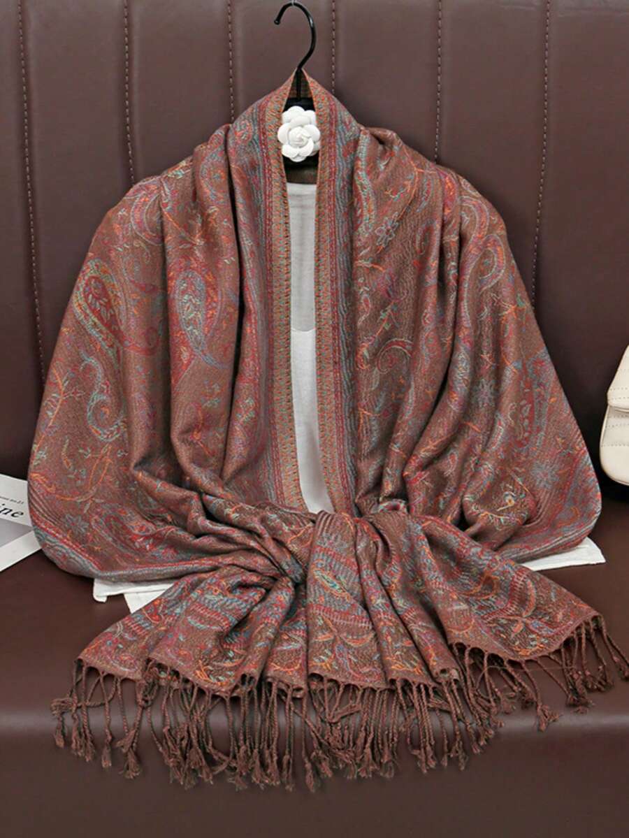 1 件女士围巾波西米亚风格女式流苏盖头时尚复古佩斯利头巾，休闲优雅防晒围巾披肩，适合日常穿着和节日送礼