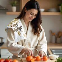 1set/2pcs/100pcs Winter Golden Snowflake Pattern Kitchen Towels And Dish Towels, Suitable For Restaurant, Kitchen, Bathroom Interior Decoration, Party Decoration, Can Be Given As Holiday Gifts