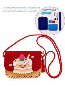 4件套DIY卡通动物斜挎包套装 - 可爱无纺布女孩钱包，适合缝纫工艺品和派对礼物，手工制作，礼品（仅含材料，需手工制作） - 彩色 - 查看 2
