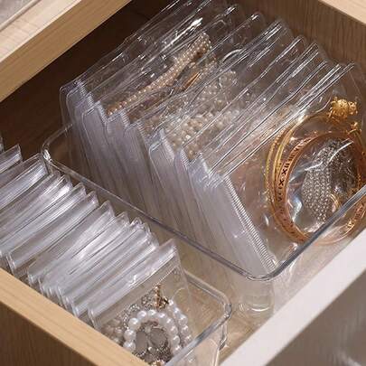 120 件/60 件珠宝收纳袋、珠宝袋、小珠宝透明袋、纪念品、小配饰、耳环、防锈优质珠宝收纳袋 - 小巧透明，适用于项链、手镯和戒指 - 便携式、节省空间的自封珠宝展示袋 - PVC 拉链袋，适用于戒指、耳环和小配饰，小巧便捷的珠宝收纳袋