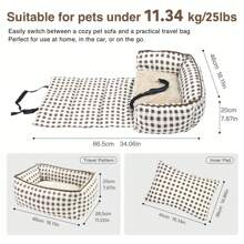 Sedile rialzato per auto per animali domestici pieghevole, letto per cani/gatti in tessuto scozzese traspirante, rimovibile, per viaggi all'aperto, adatto per cani di piccola taglia come Barboncino, Chihuahua, Bichon Frisé